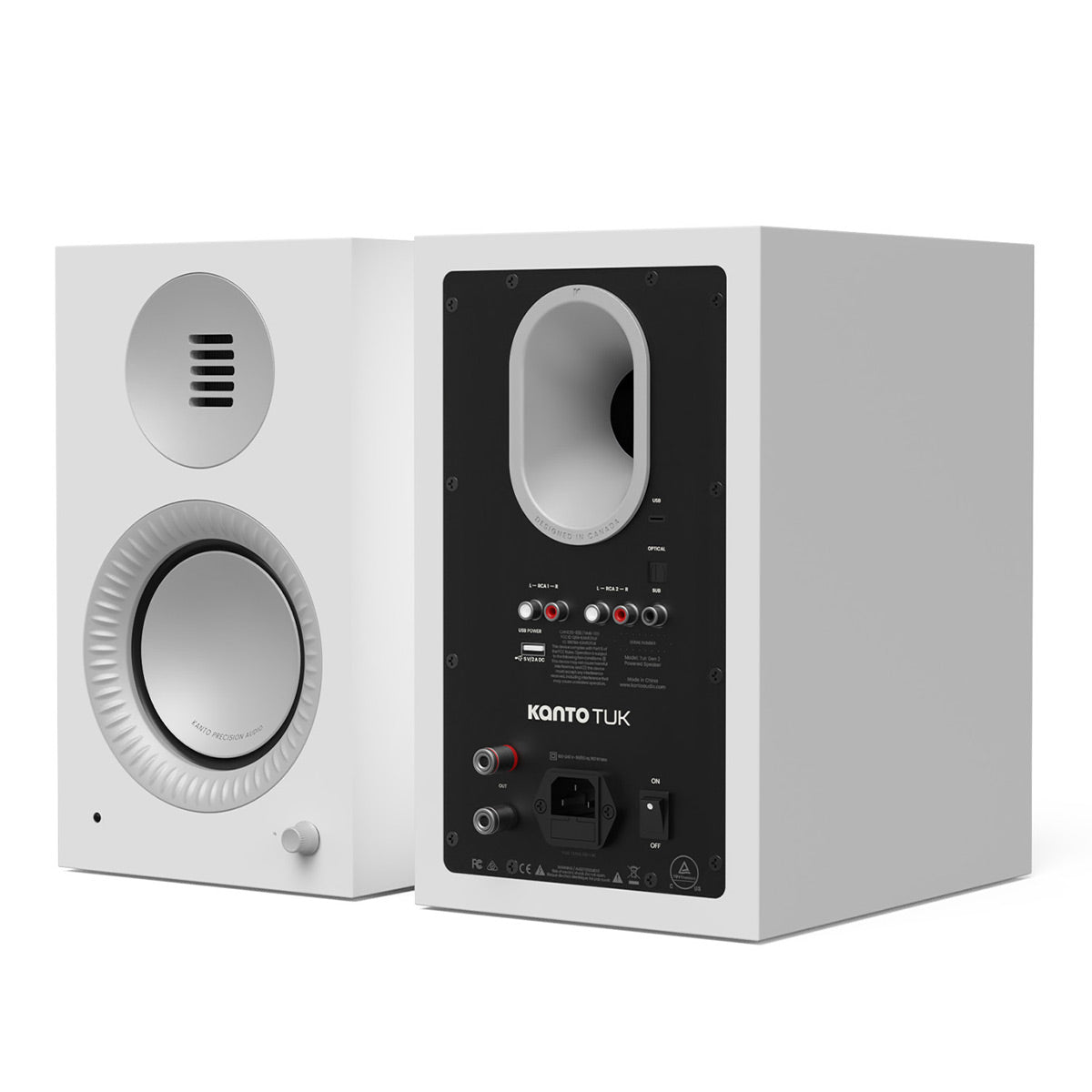 Kanto TUK G2 Powered Speakers Bundle with AudioQuest Jack Russell Subwoofer Cable - 4m (White)
