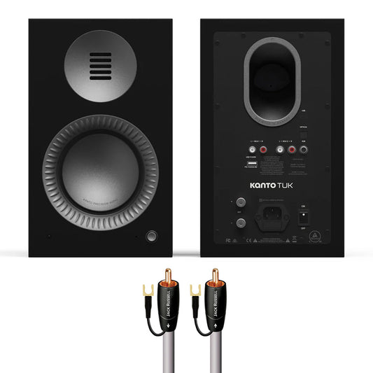 Kanto TUK G2 Powered Speakers Bundle with AudioQuest Jack Russell Subwoofer Cable - 4m (Black)