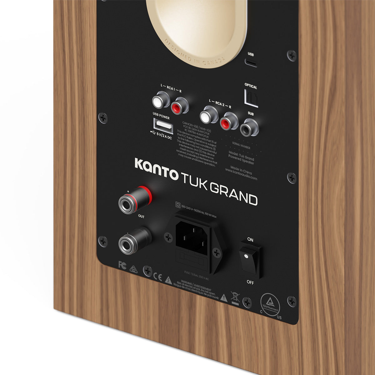 Kanto TUK Grand Powered Speakers Bundle with AudioQuest Jack Russell Subwoofer Cable - 4m (Walnut)