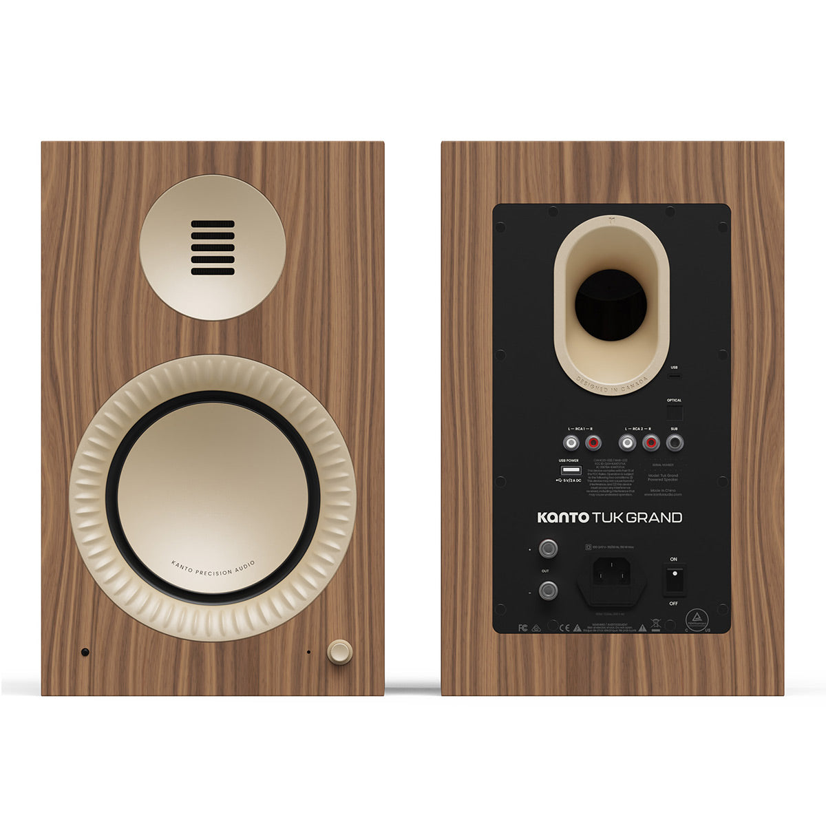 Kanto TUK Grand Powered Speakers Bundle with AudioQuest Jack Russell Subwoofer Cable - 4m (Walnut)