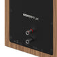 Matte walnut speaker cabinet with black back panel and dual binding post terminals