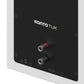 Matte white speaker cabinet with black rear panel and dual binding post terminals
