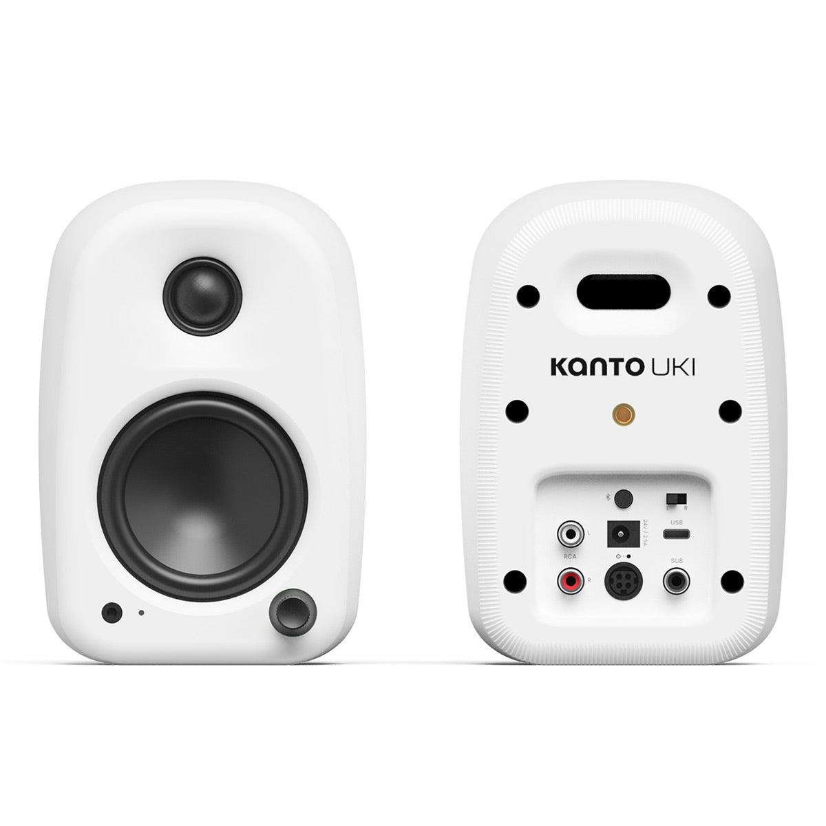 Kanto UKI Bluetooth Speakers Bundle with AudioQuest Jack Russell Subwoofer Cable - 4m (White)