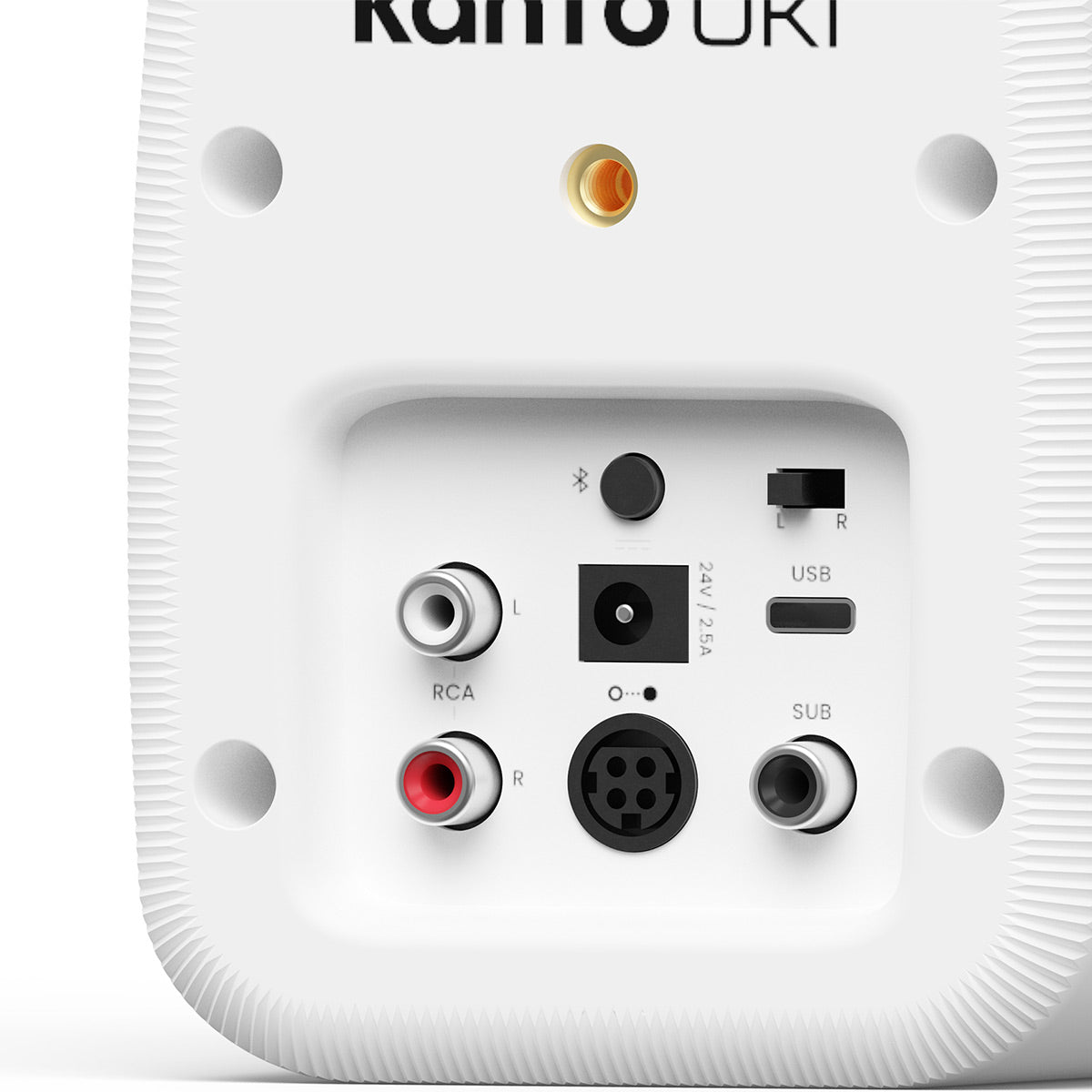 Kanto UKI Bluetooth Speakers Bundle with AudioQuest Jack Russell Subwoofer Cable - 4m (White)