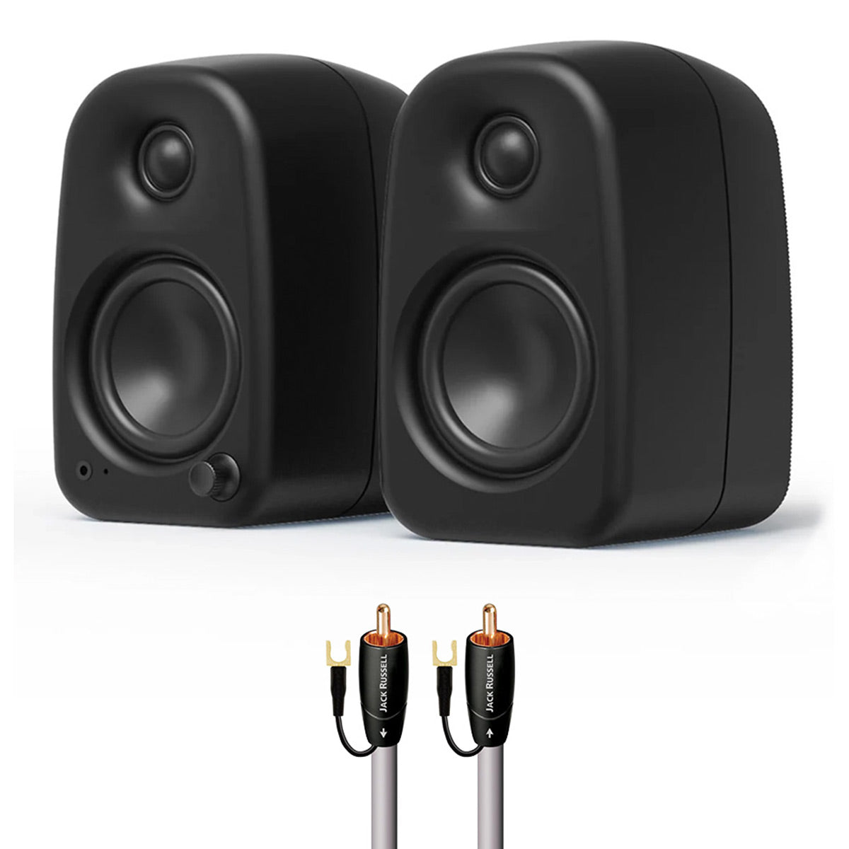 Kanto UKI Bluetooth Speakers Bundle with AudioQuest Jack Russell Subwoofer Cable - 4m (Black)