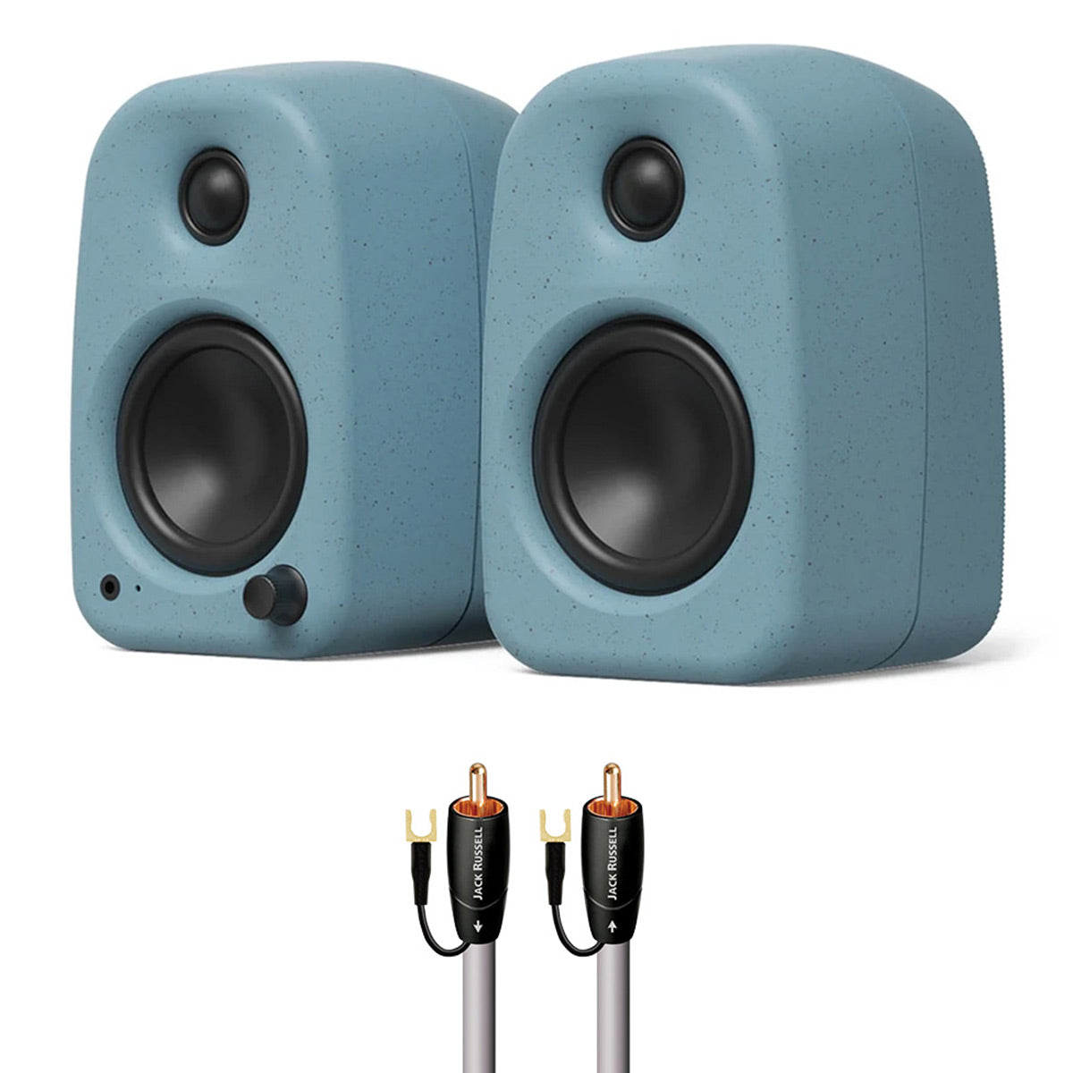Kanto UKI Bluetooth Speakers Bundle with AudioQuest Jack Russell Subwoofer Cable - 4m (Blue)