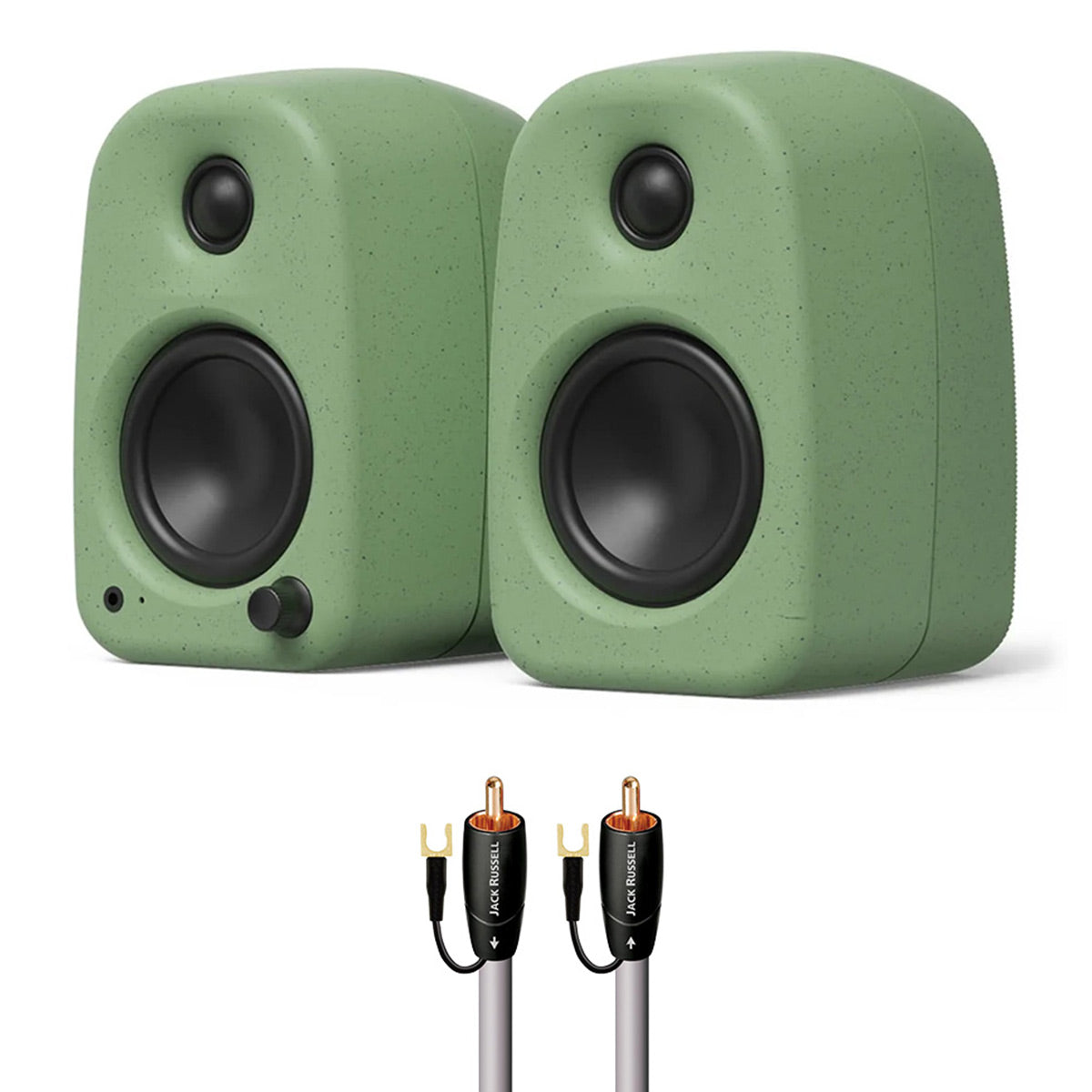 Kanto UKI Bluetooth Speakers Bundle with AudioQuest Jack Russell Subwoofer Cable - 4m (Sage)