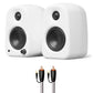 Kanto UKI Bluetooth Speakers Bundle with AudioQuest Jack Russell Subwoofer Cable - 4m (White)