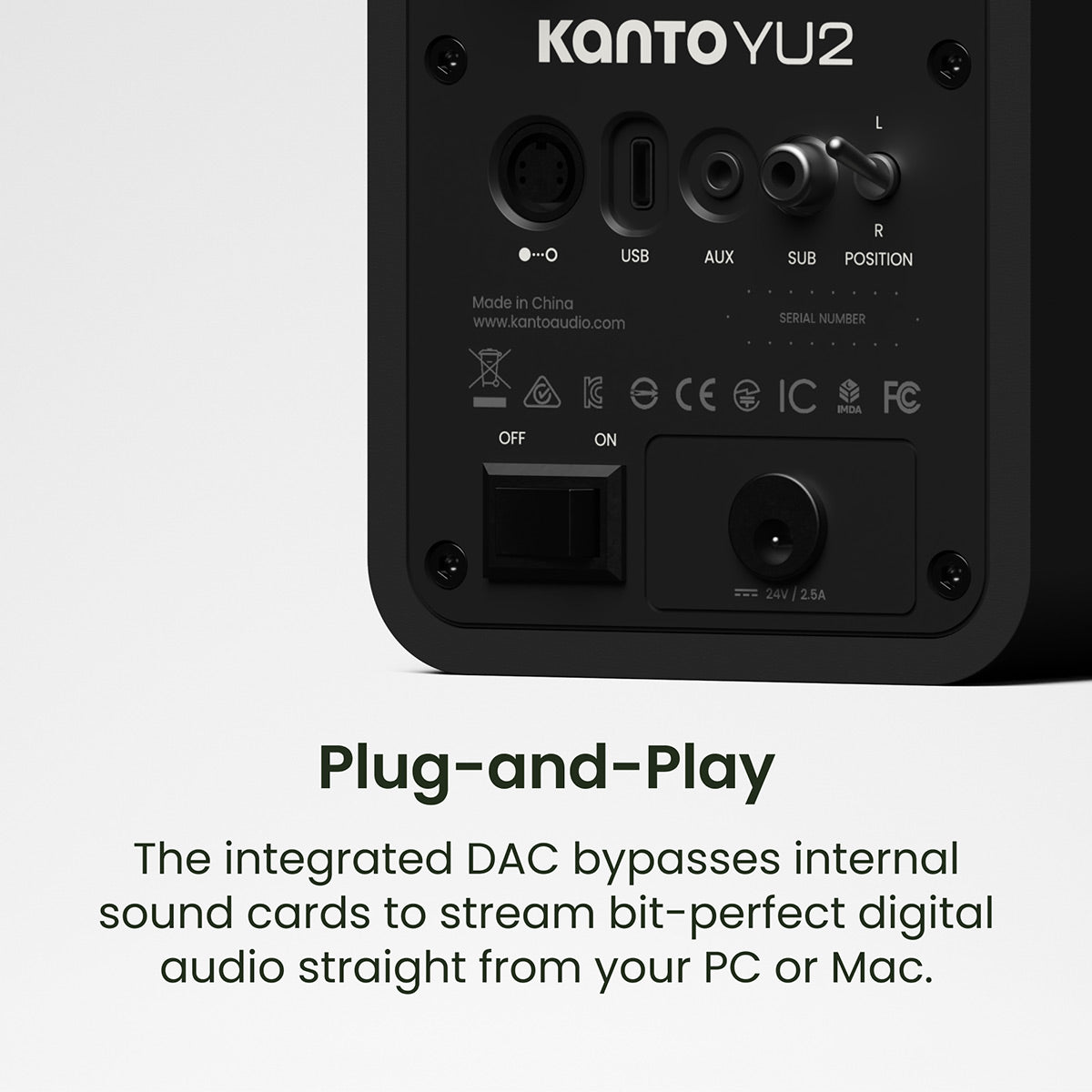 Kanto Yu2 (2nd Gen) 110 W Desktop Computer Speakers with Bluetooth 5.0 (Black)