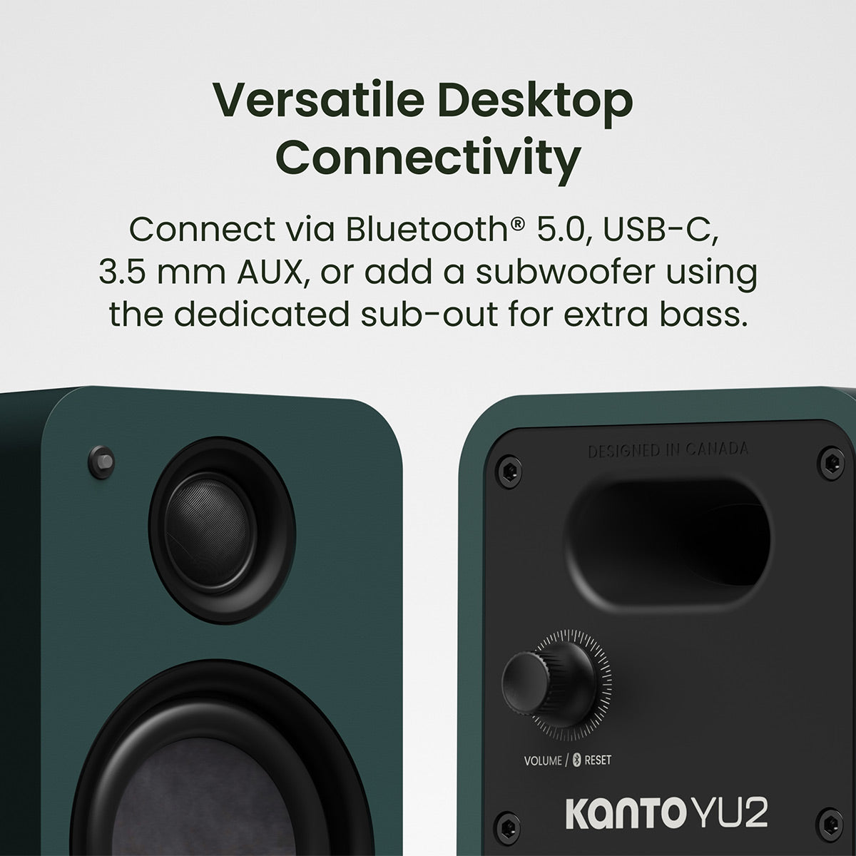 Kanto Yu2 (2nd Gen) 110 W Desktop Computer Speakers with Bluetooth 5.0 (Green)