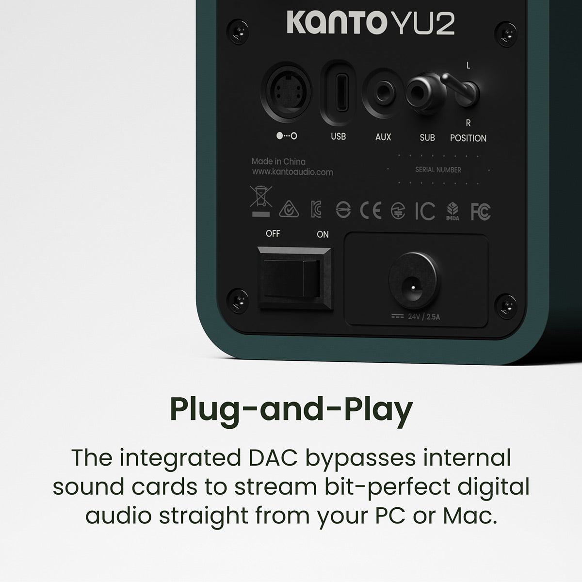 Kanto Yu2 (2nd Gen) 110 W Desktop Computer Speakers with Bluetooth 5.0 (Green)