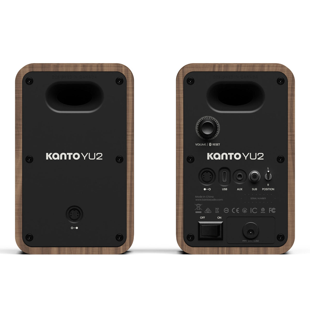 Kanto Yu2 (2nd Gen) 110 W Desktop Computer Speakers with Bluetooth 5.0 (Walnut)