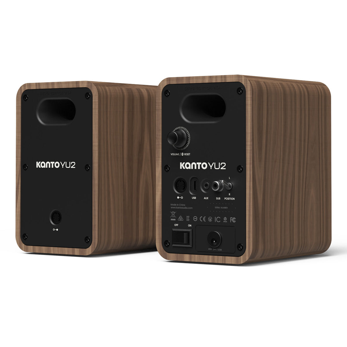 Kanto Yu2 (2nd Gen) 110 W Desktop Computer Speakers with Bluetooth 5.0 (Walnut)