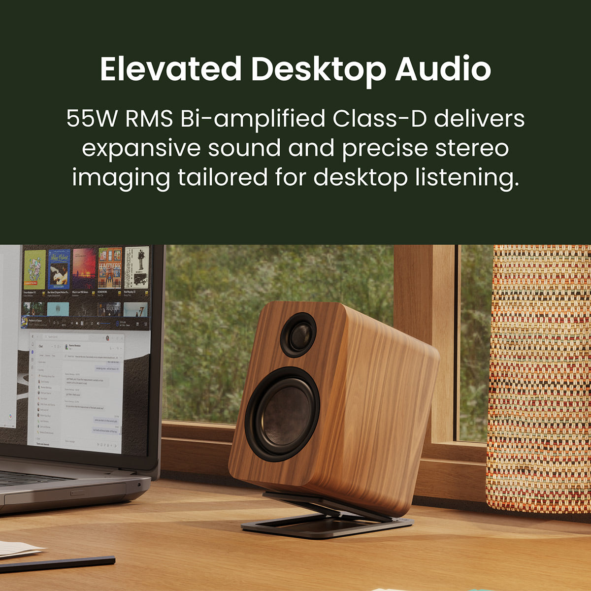Kanto Yu2 (2nd Gen) 110 W Desktop Computer Speakers with Bluetooth 5.0 (Walnut)