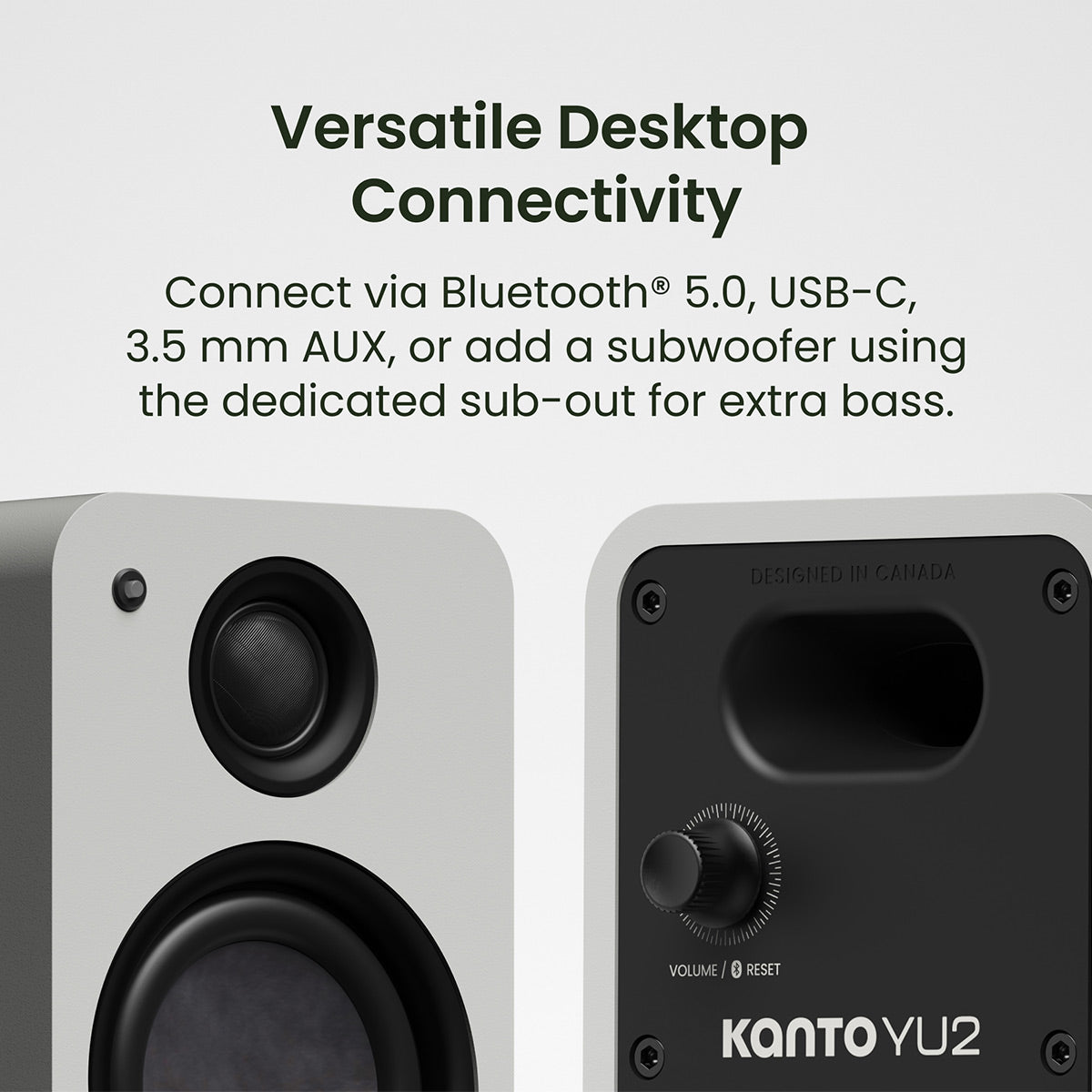 Kanto Yu2 (2nd Gen) 110 W Desktop Computer Speakers with Bluetooth 5.0 (White)
