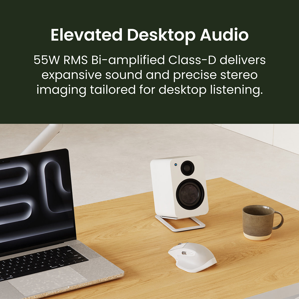 Kanto Yu2 (2nd Gen) 110 W Desktop Computer Speakers with Bluetooth 5.0 (White)