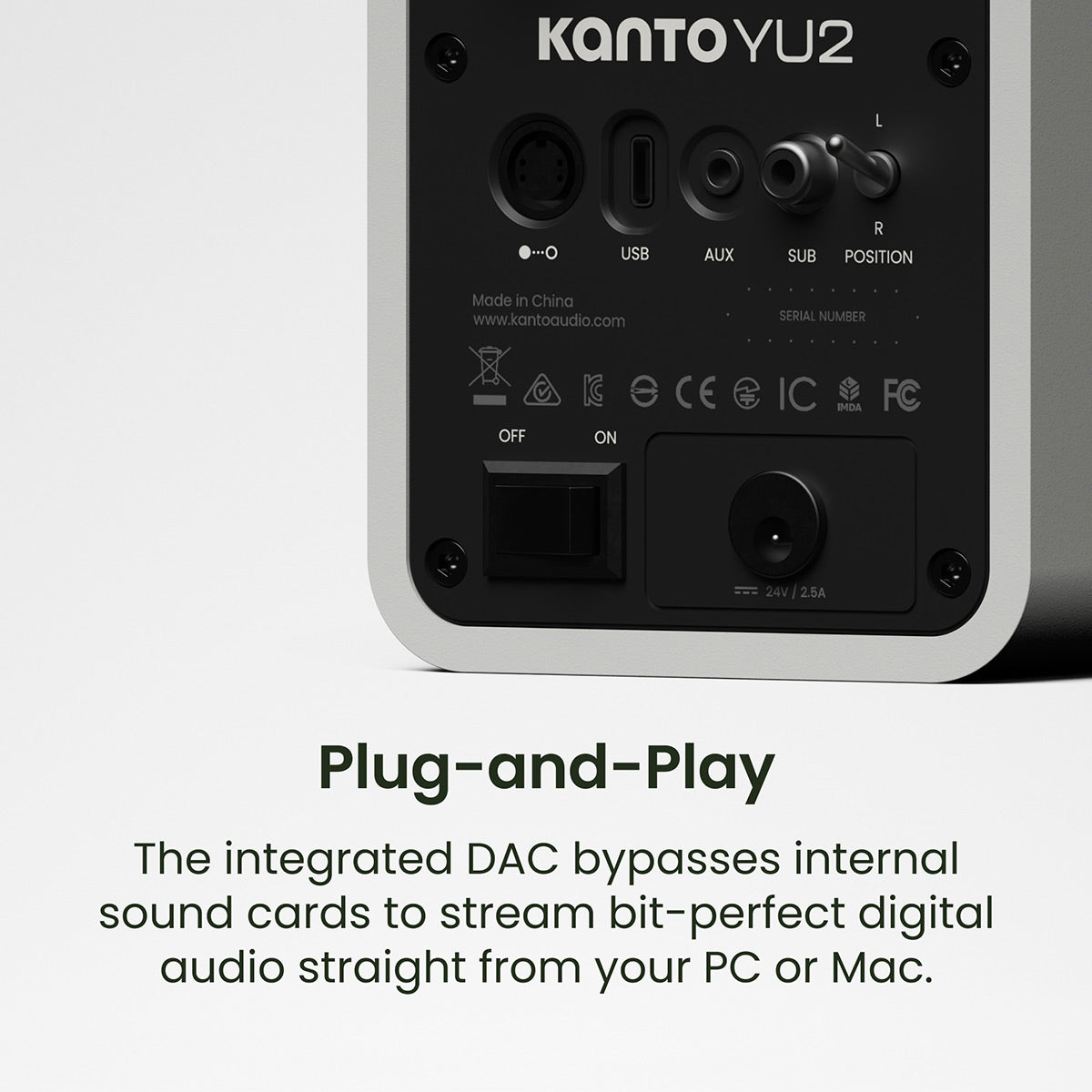 Kanto Yu2 (2nd Gen) 110 W Desktop Computer Speakers with Bluetooth 5.0 (White)