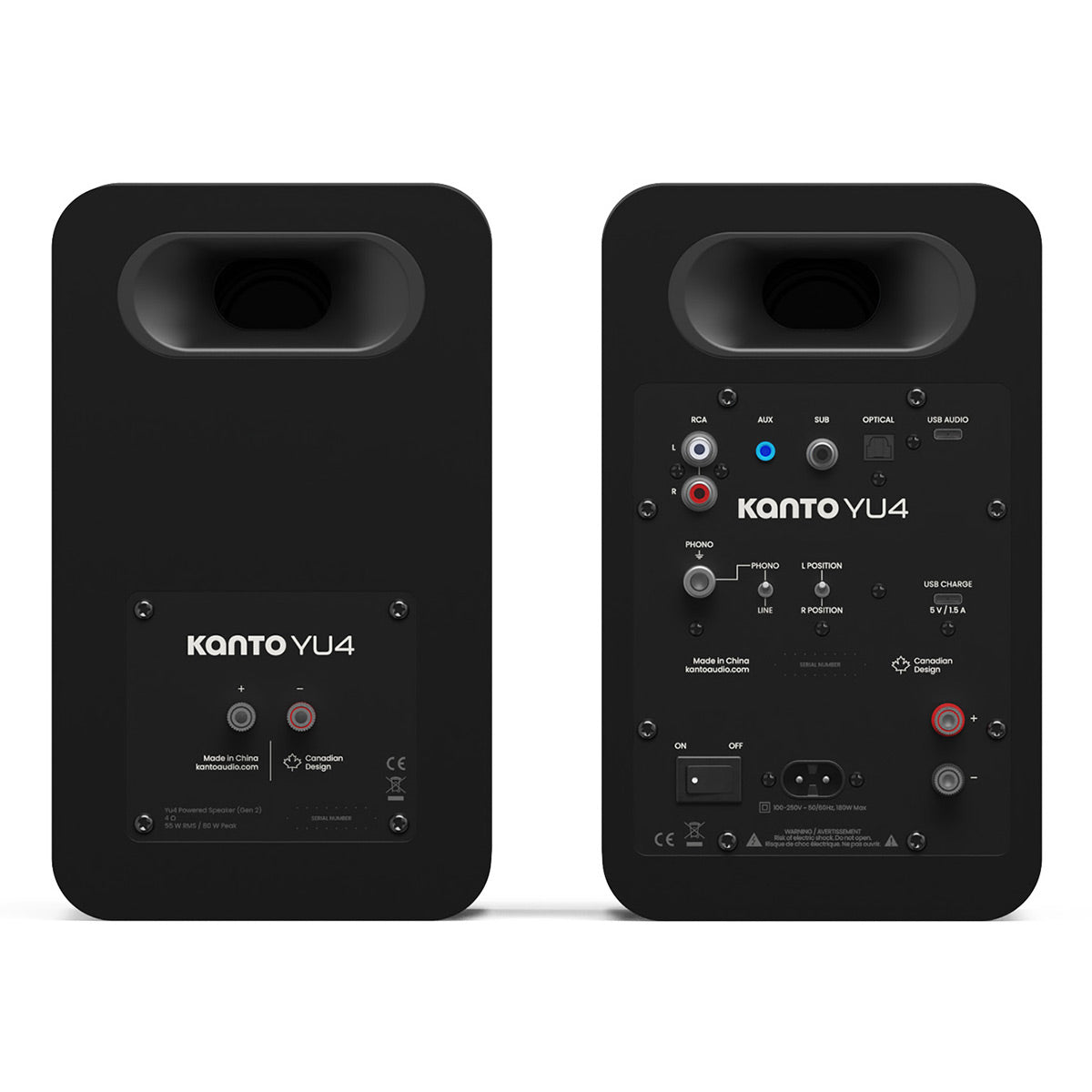 Kanto Yu4 (2nd Gen) 160W Powered Speaker System with Bluetooth 5.3 and Phono Preamp (Black)