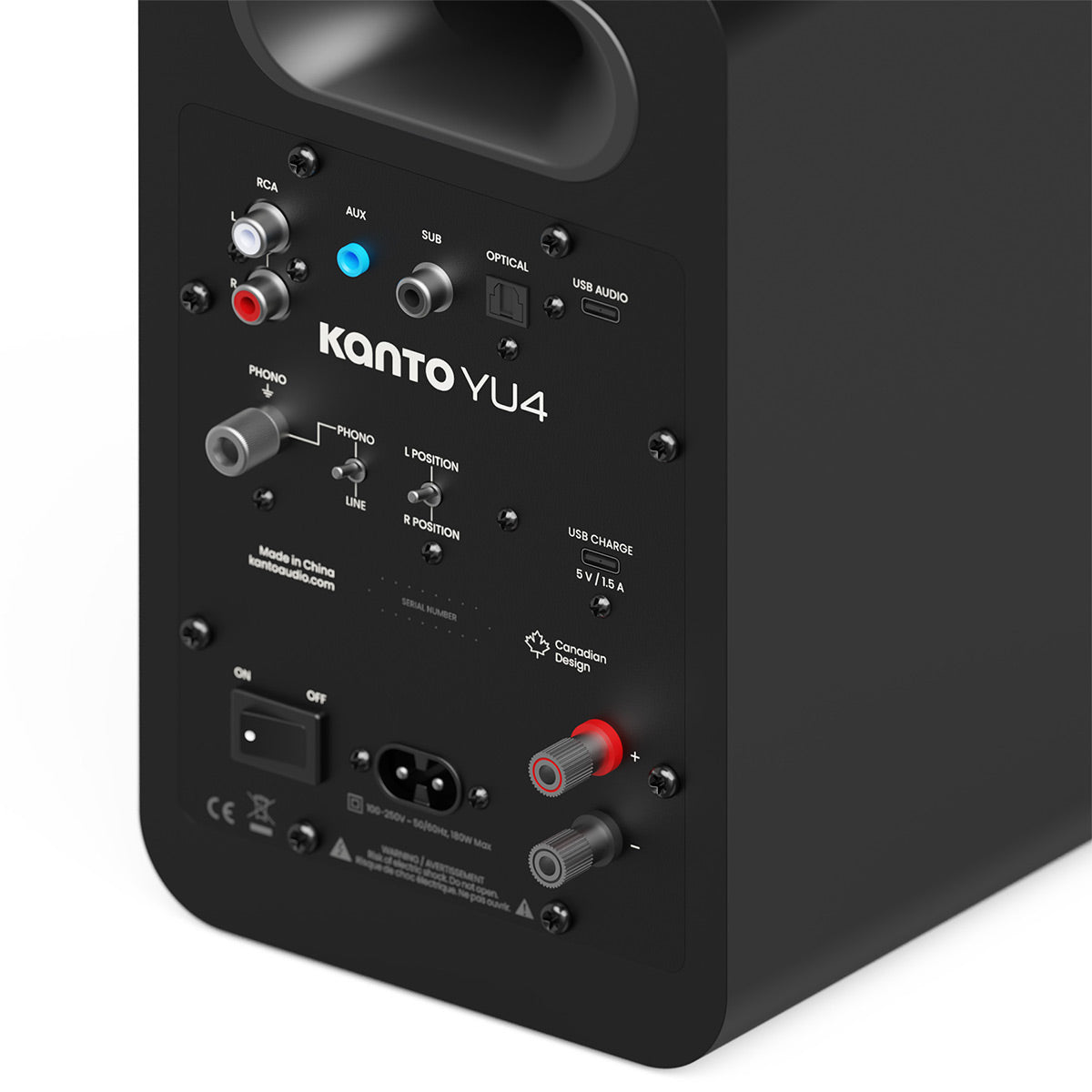 Kanto Yu4 (2nd Gen) 160W Powered Speaker System with Bluetooth 5.3 and Phono Preamp (Black)