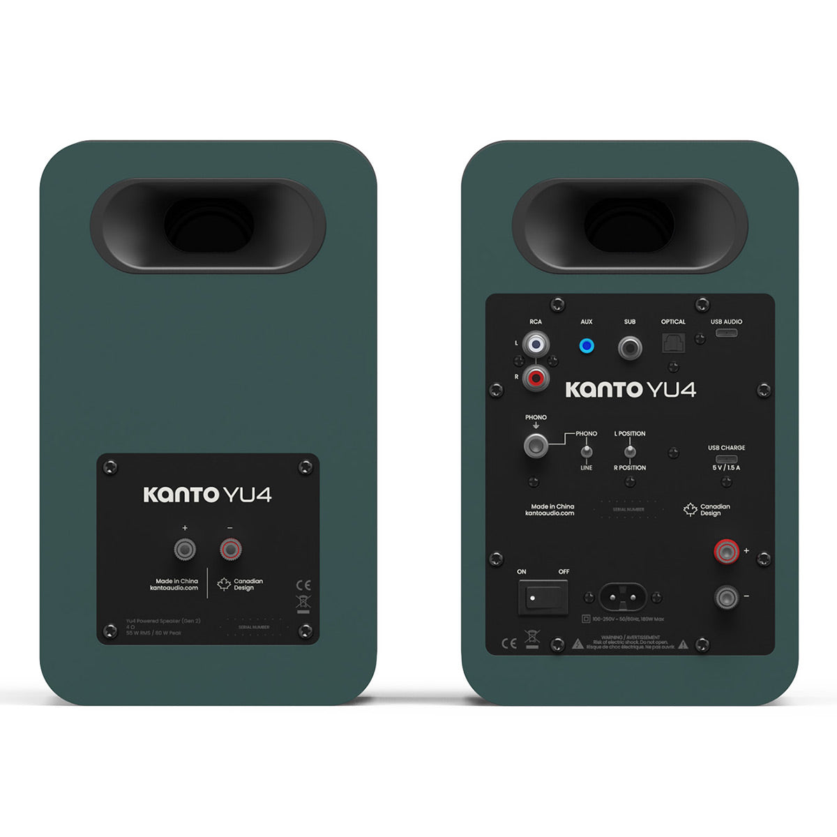 Kanto Yu4 (2nd Gen) 160W Powered Speaker System with Bluetooth 5.3 and Phono Preamp (Green)