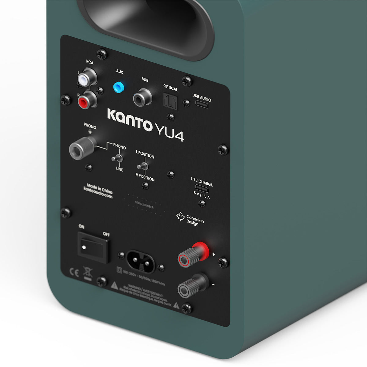 Kanto Yu4 (2nd Gen) 160W Powered Speaker System with Bluetooth 5.3 and Phono Preamp (Green)