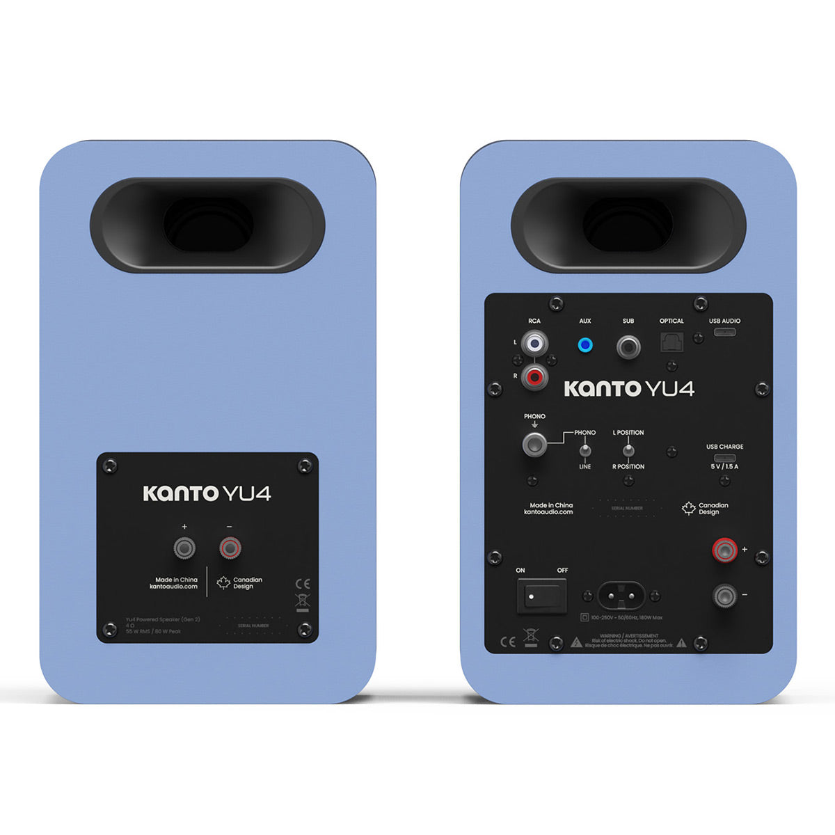 Kanto Yu4 (2nd Gen) 160W Powered Speaker System with Bluetooth 5.3 and Phono Preamp (Ice Blue)