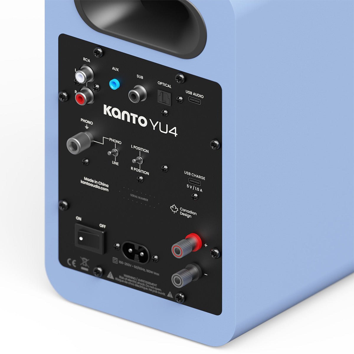 Kanto Yu4 (2nd Gen) 160W Powered Speaker System with Bluetooth 5.3 and Phono Preamp (Ice Blue)