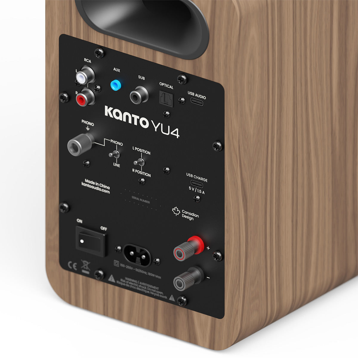 Kanto Yu4 (2nd Gen) 160W Powered Speaker System with Bluetooth 5.3 and Phono Preamp (Walnut)