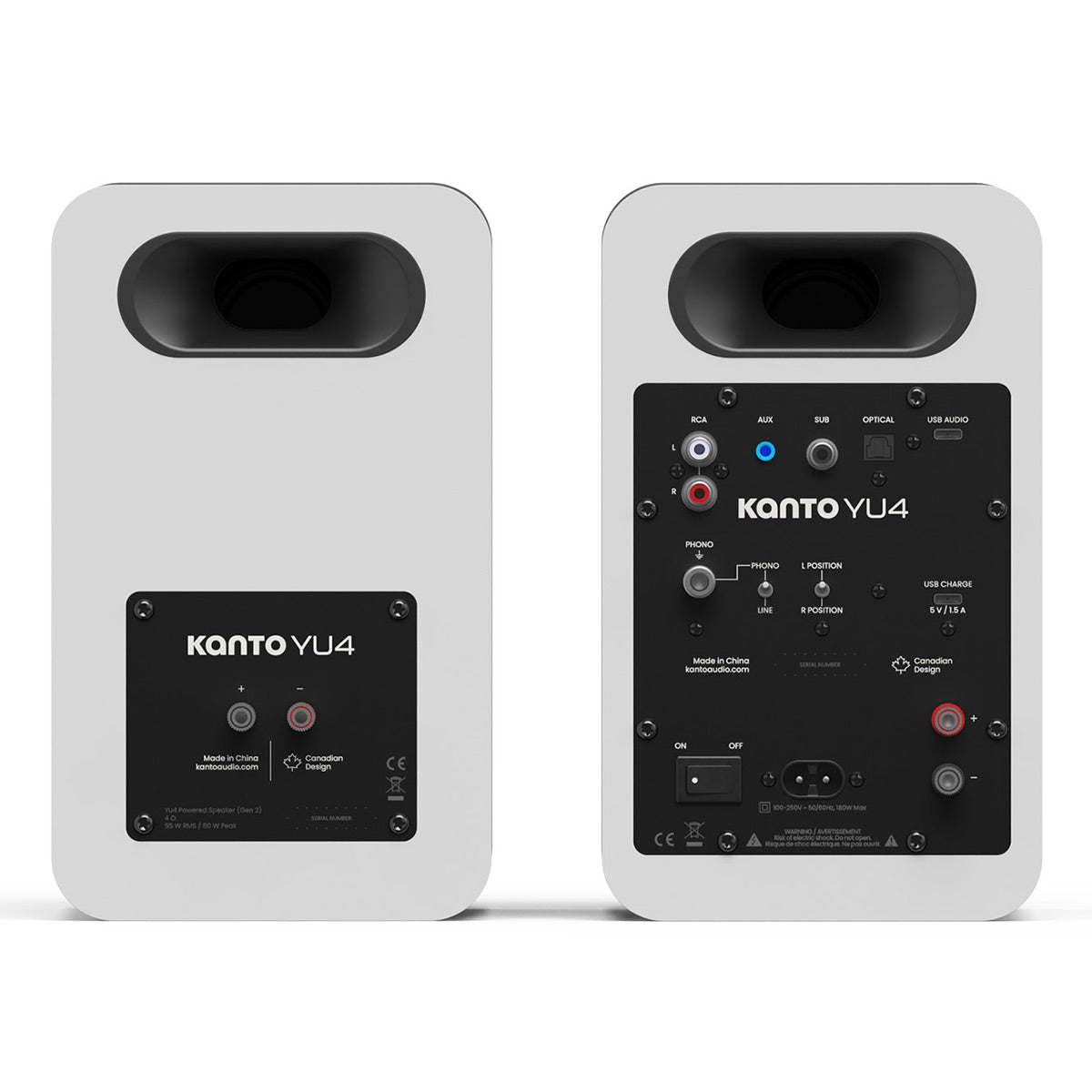 Kanto Yu4 (2nd Gen) 160W Powered Speaker System with Bluetooth 5.3 and Phono Preamp (White)