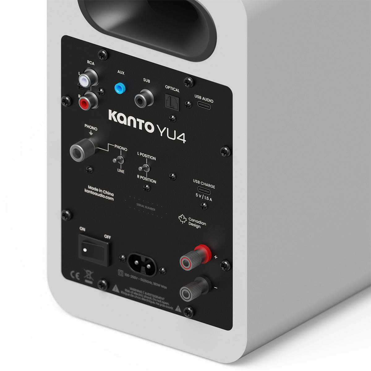 Kanto Yu4 (2nd Gen) 160W Powered Speaker System with Bluetooth 5.3 and Phono Preamp (White)