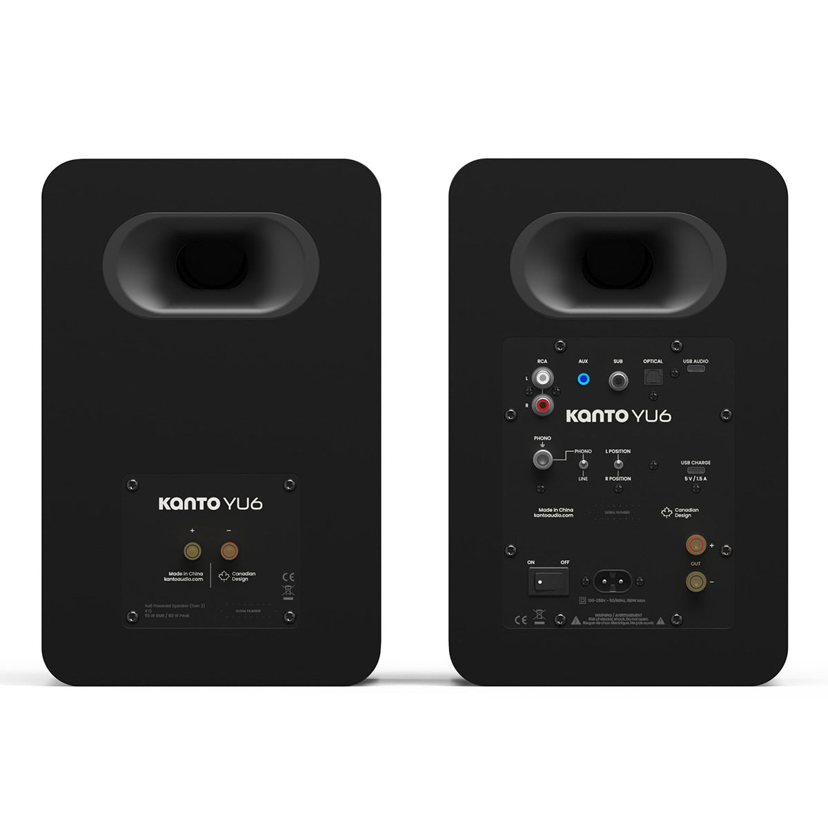 Kanto Yu6 (2nd Gen) 200W Powered Speaker System with Bluetooth 5.3 and Phono Preamp (Black)