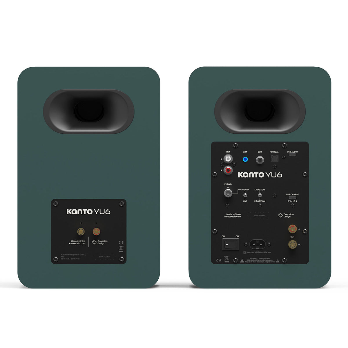 Kanto Yu6 (2nd Gen) 200W Powered Speaker System with Bluetooth 5.3 and Phono Preamp (Green)