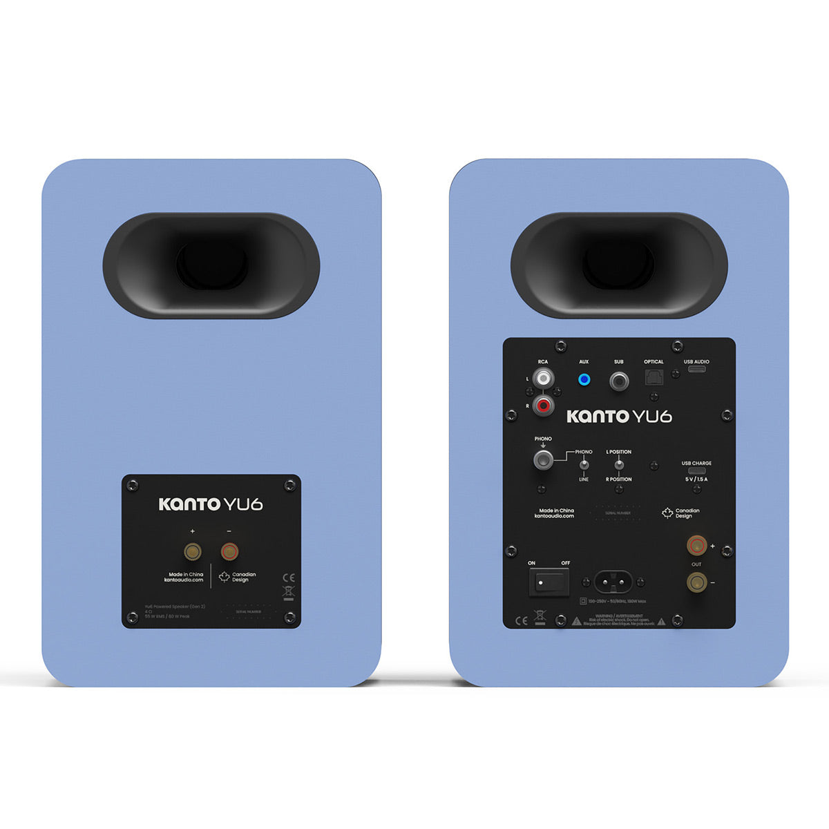 Kanto Yu6 (2nd Gen) 200W Powered Speaker System with Bluetooth 5.3 and Phono Preamp (Ice Blue)