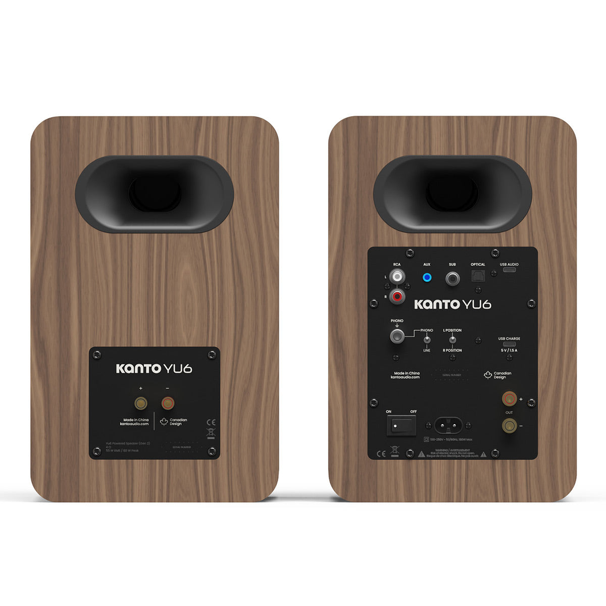 Kanto Yu6 (2nd Gen) 200W Powered Speaker System with Bluetooth 5.3 and Phono Preamp (Walnut)