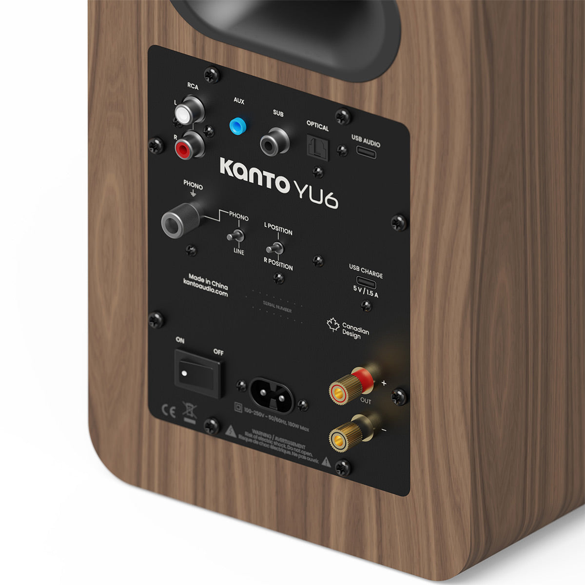 Kanto Yu6 (2nd Gen) 200W Powered Speaker System with Bluetooth 5.3 and Phono Preamp (Walnut)