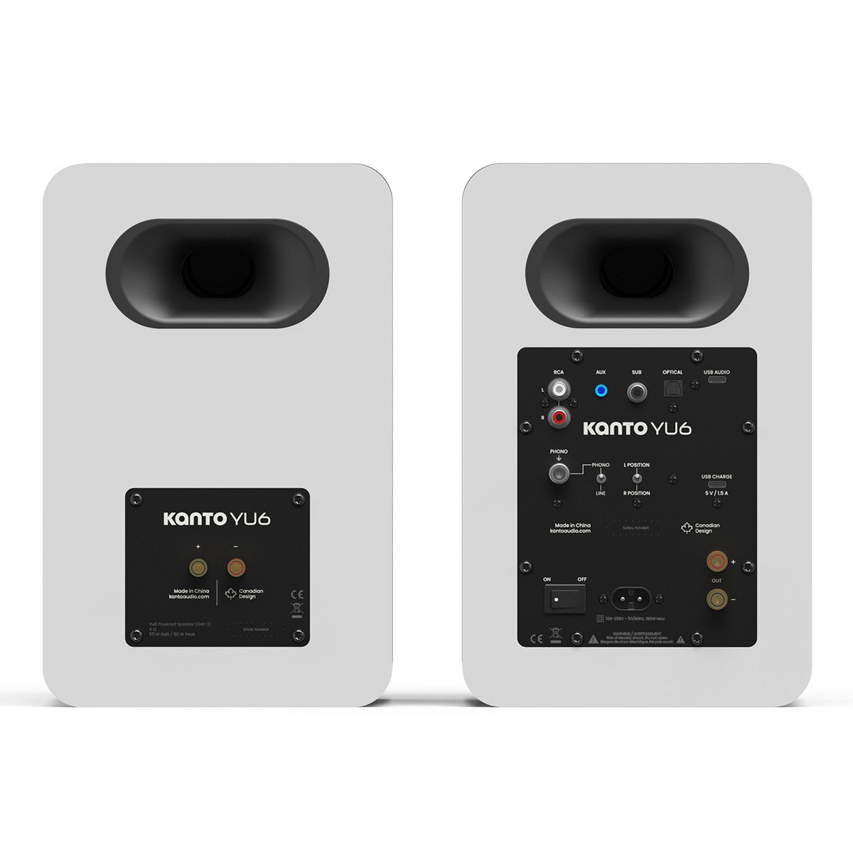 Kanto Yu6 (2nd Gen) 200W Powered Speaker System with Bluetooth 5.3 and Phono Preamp (White)