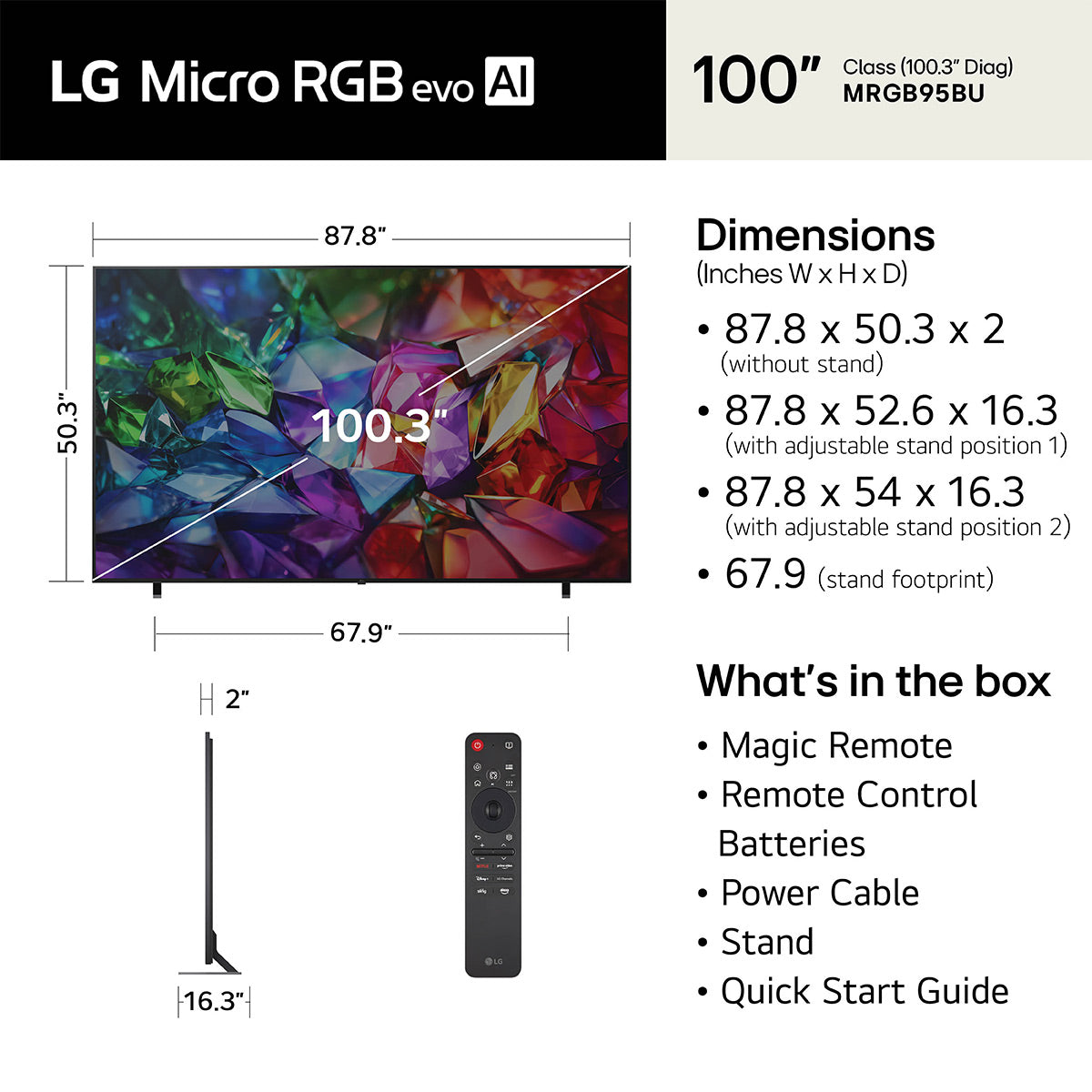 LG 100MRGB95BU 100" 4K Micro RGB evo Smart TV
