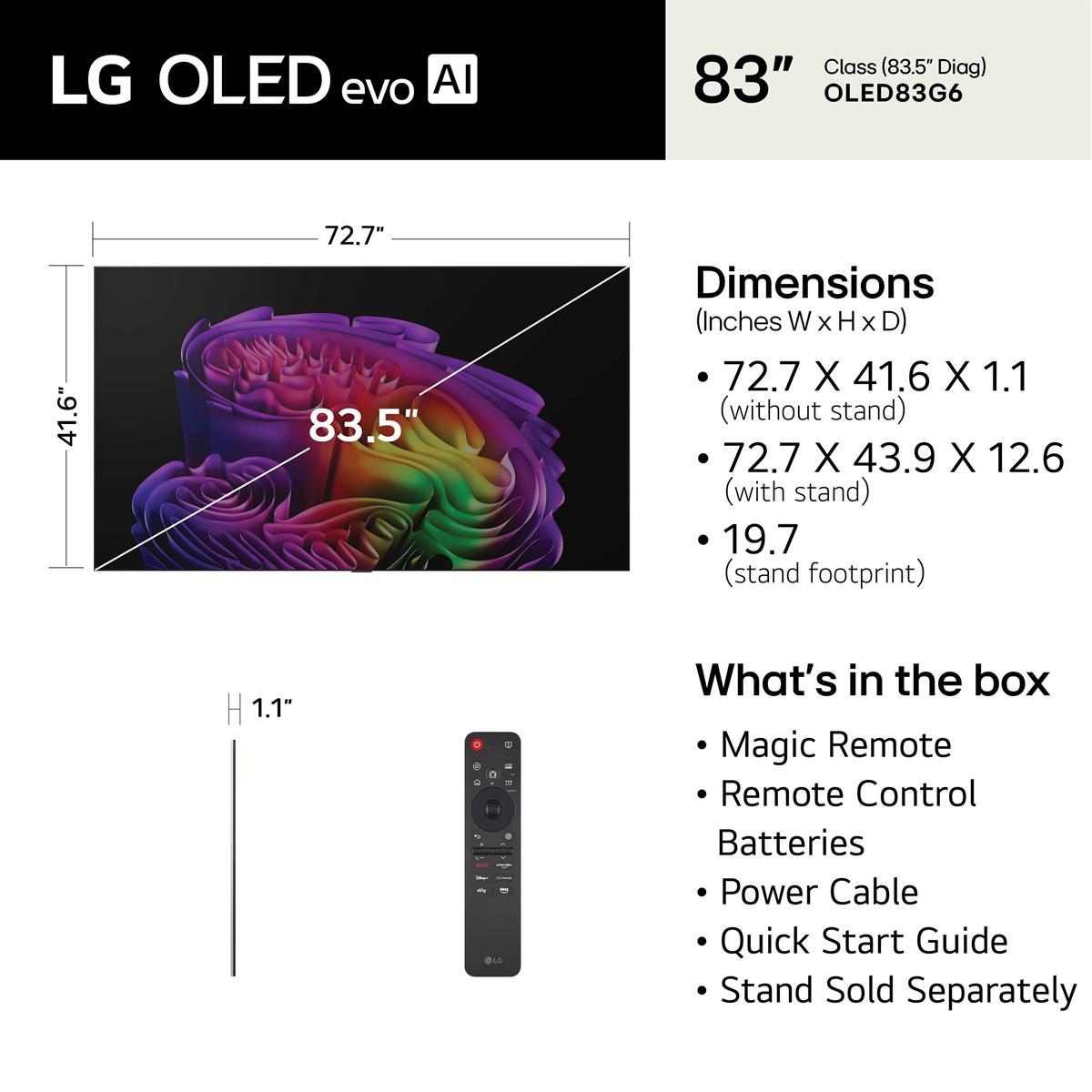 LG OLED55G6WUA 55" OLED evo AI G6 4K Smart TV