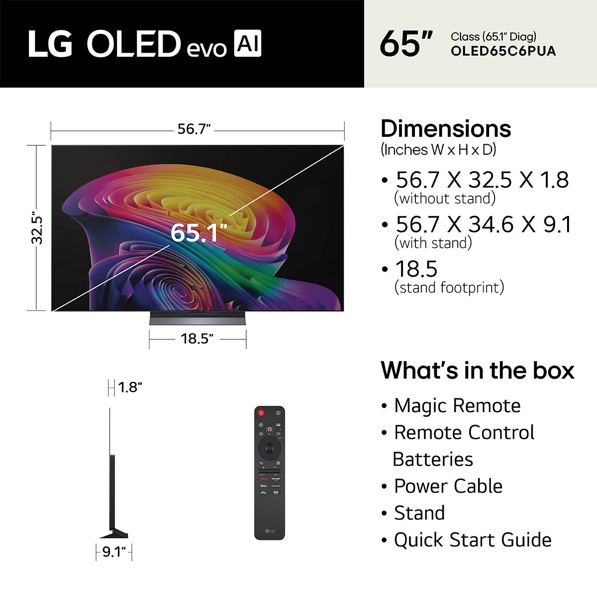 LG OLED65C6PUA 65" OLED evo AI C6 4K Smart TV
