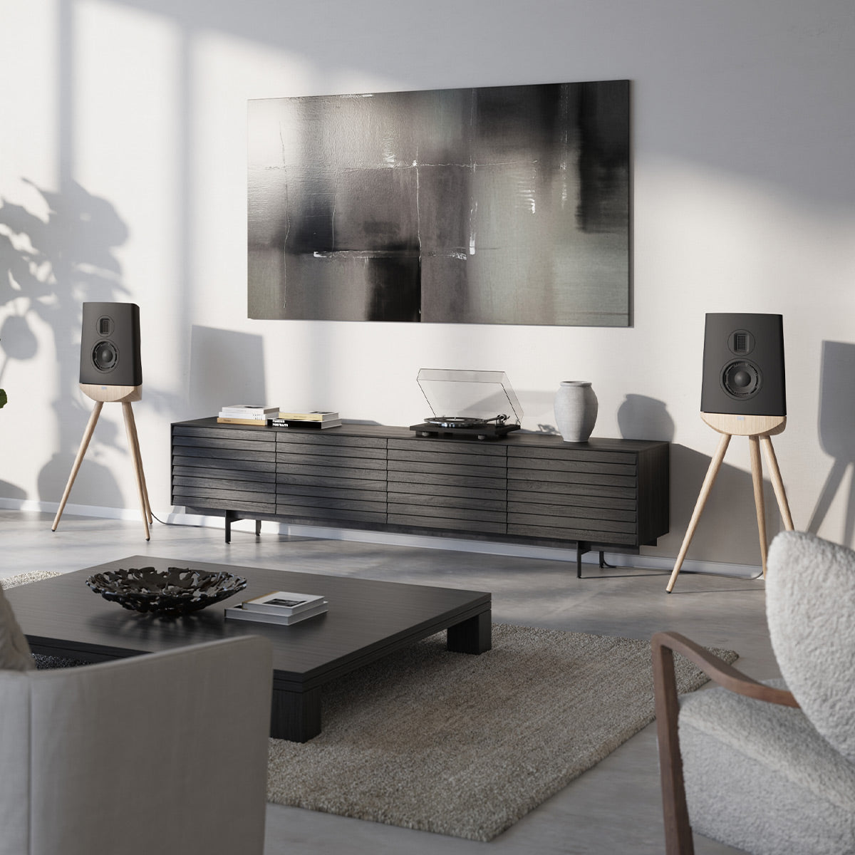Lyngdorf Audio Cue-100 Standmount Speaker - Each (Black/Oak)