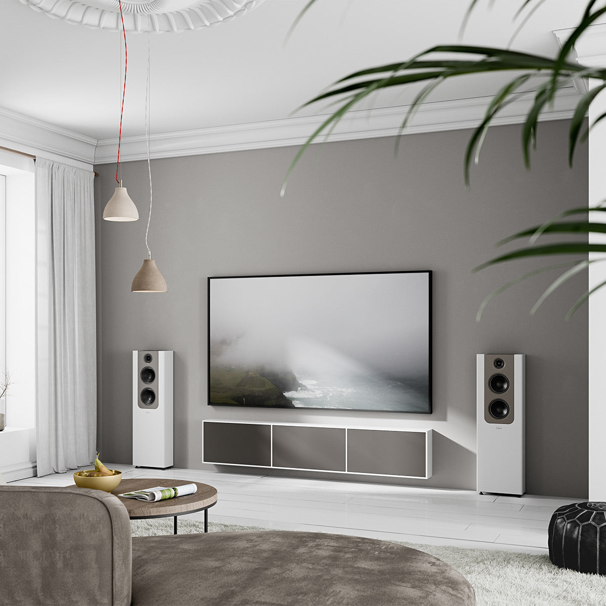 Lyngdorf Audio FR-2 Floorstanding Speaker - Each (White/Mocha)
