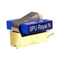 Blue moving coil phono cartridge with gold-plated base and silver headshell