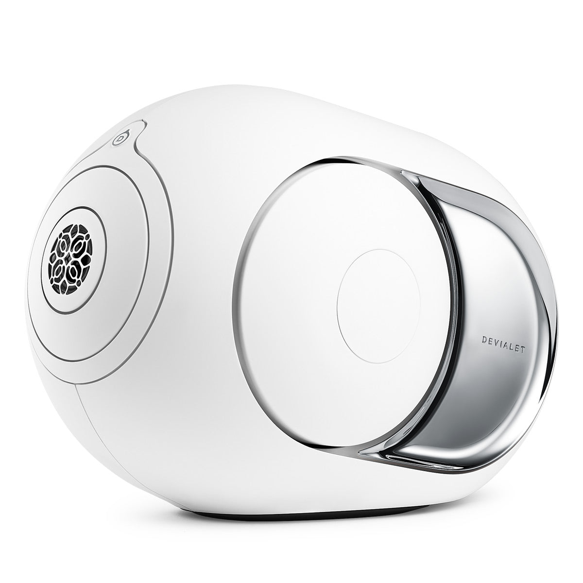 Devialet Phantom I 103dB High-End Wireless Speaker (Light Chrome) with Treepod Floorstand for Phantom I (Matte White) - Each