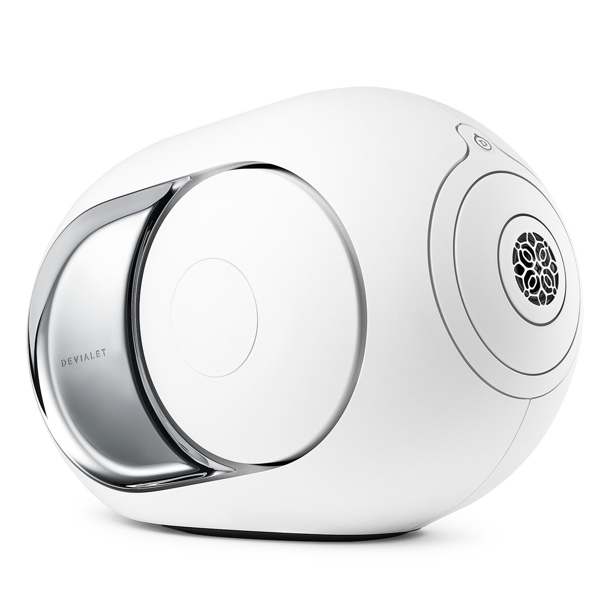 Devialet Phantom I 103dB High-End Wireless Speaker (Light Chrome) with Treepod Floorstand for Phantom I (Matte White) - Each