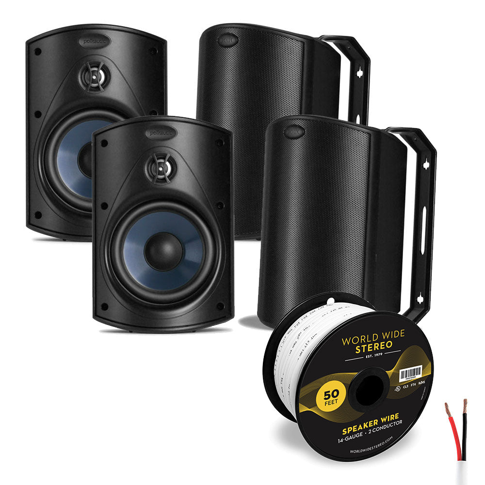 Polk Audio Atrium4 All Weather Outdoor Loudspeaker Cable Bundle - 4 Pack (Black)