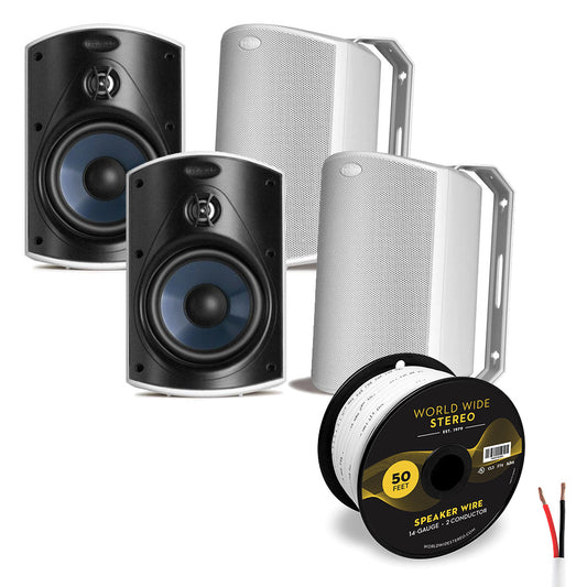 Polk Audio Atrium4 All Weather Outdoor Loudspeaker Cable Bundle - 4 Pack (White)