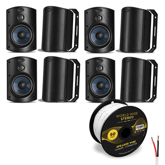 Polk Audio Atrium4 All Weather Outdoor Loudspeaker Cable Bundle - 8 Pack (Black)