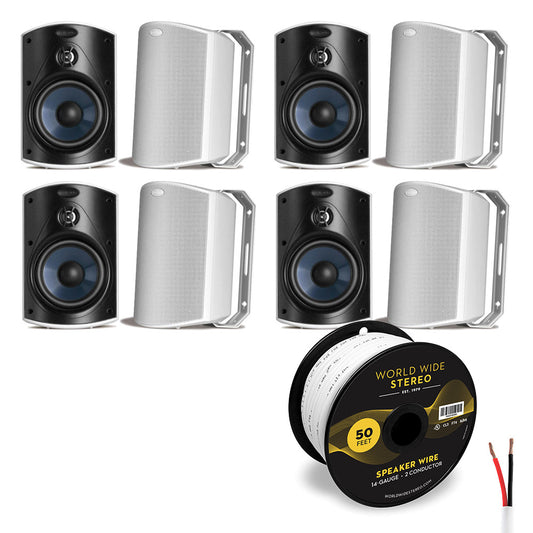 Polk Audio Atrium4 All Weather Outdoor Loudspeaker Cable Bundle - 8 Pack (White)