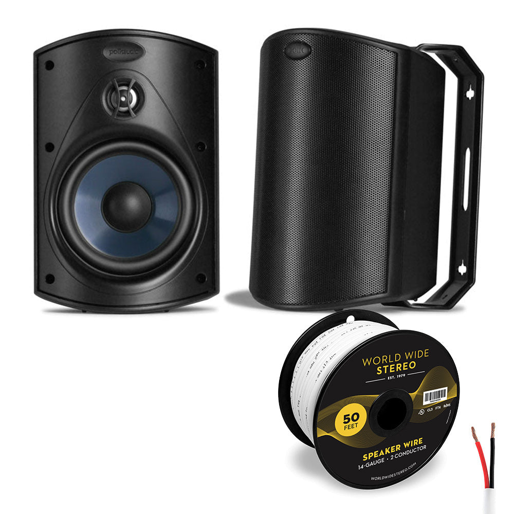 Polk Audio Atrium4 All Weather Outdoor Loudspeaker Cable Bundle - Pair (Black)
