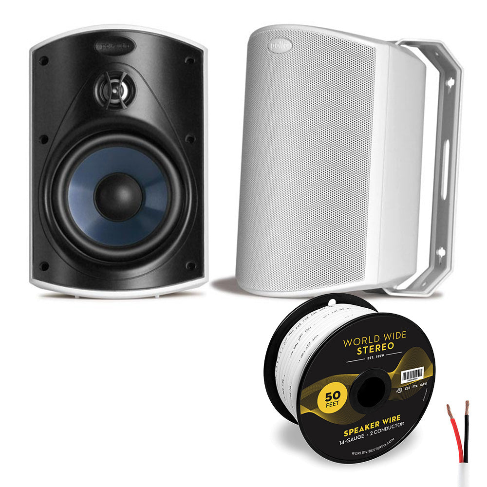 Polk Audio Atrium4 All Weather Outdoor Loudspeaker Cable Bundle - Pair (White)